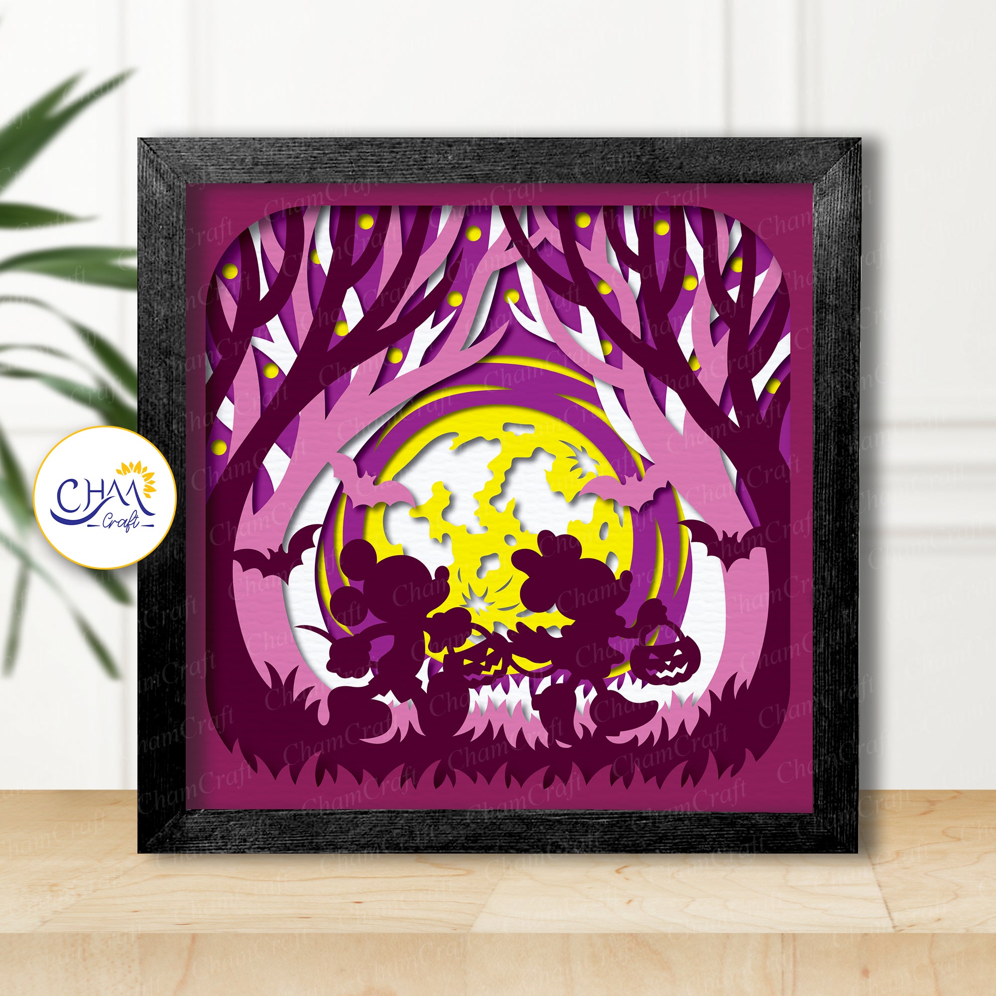 3D Halloween Scene Shadow Box SVG Paper Cut Template
