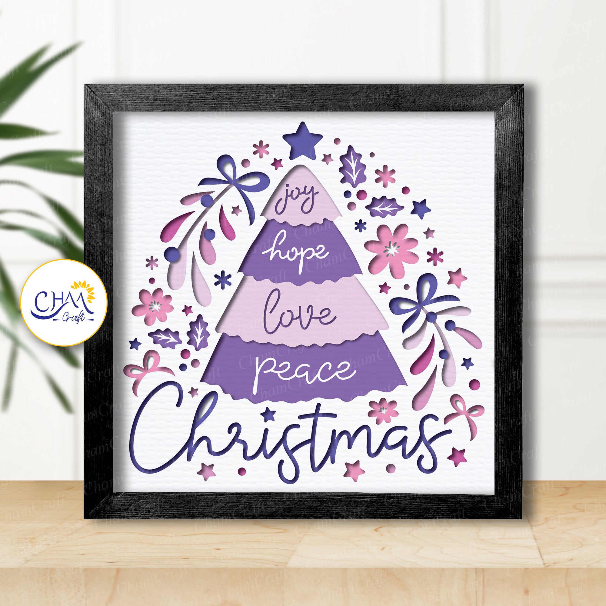 3D Christmas Tree Shadow Box SVG Paper Cut Template