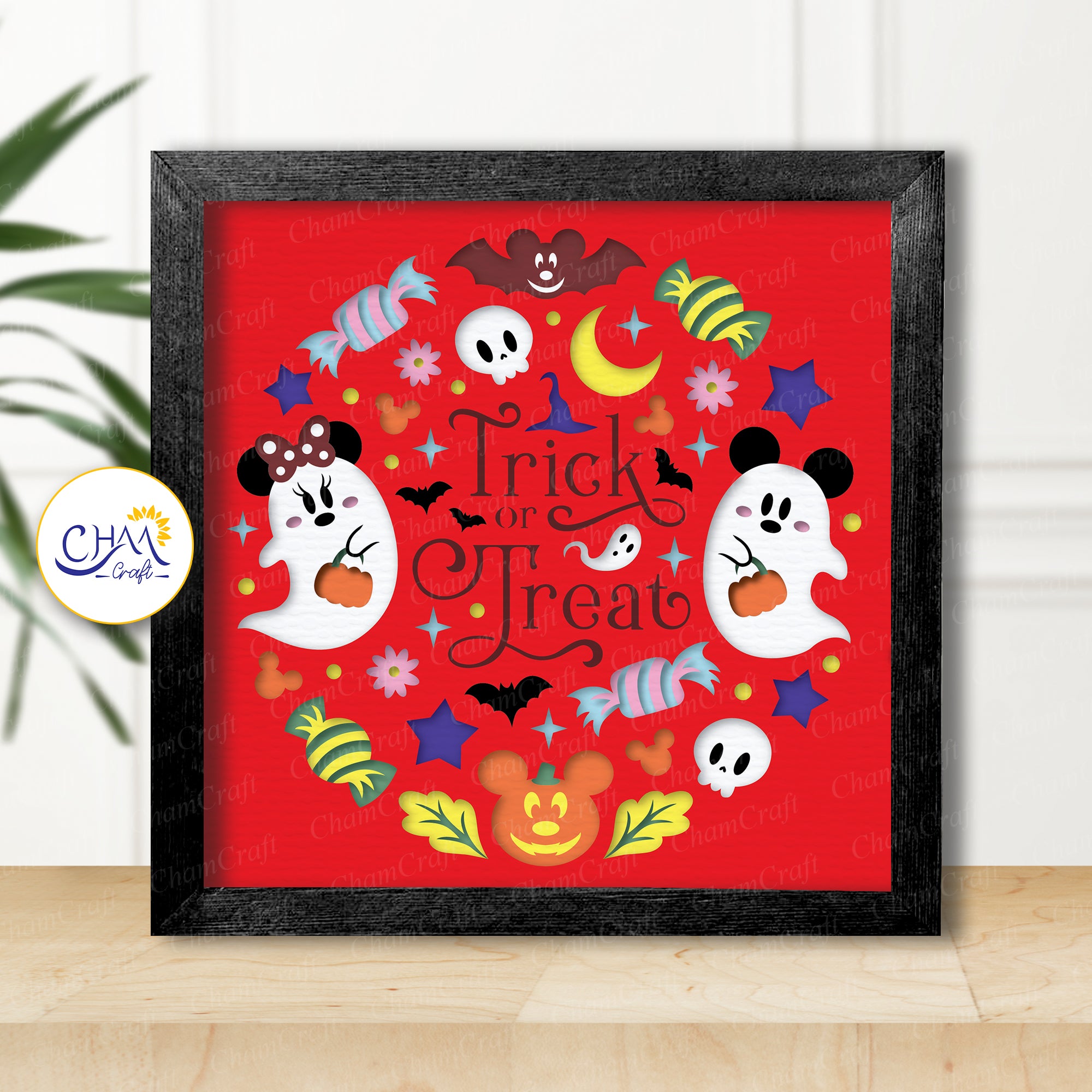 3D Trick Or Treat Shadow Box SVG Paper Cut Template