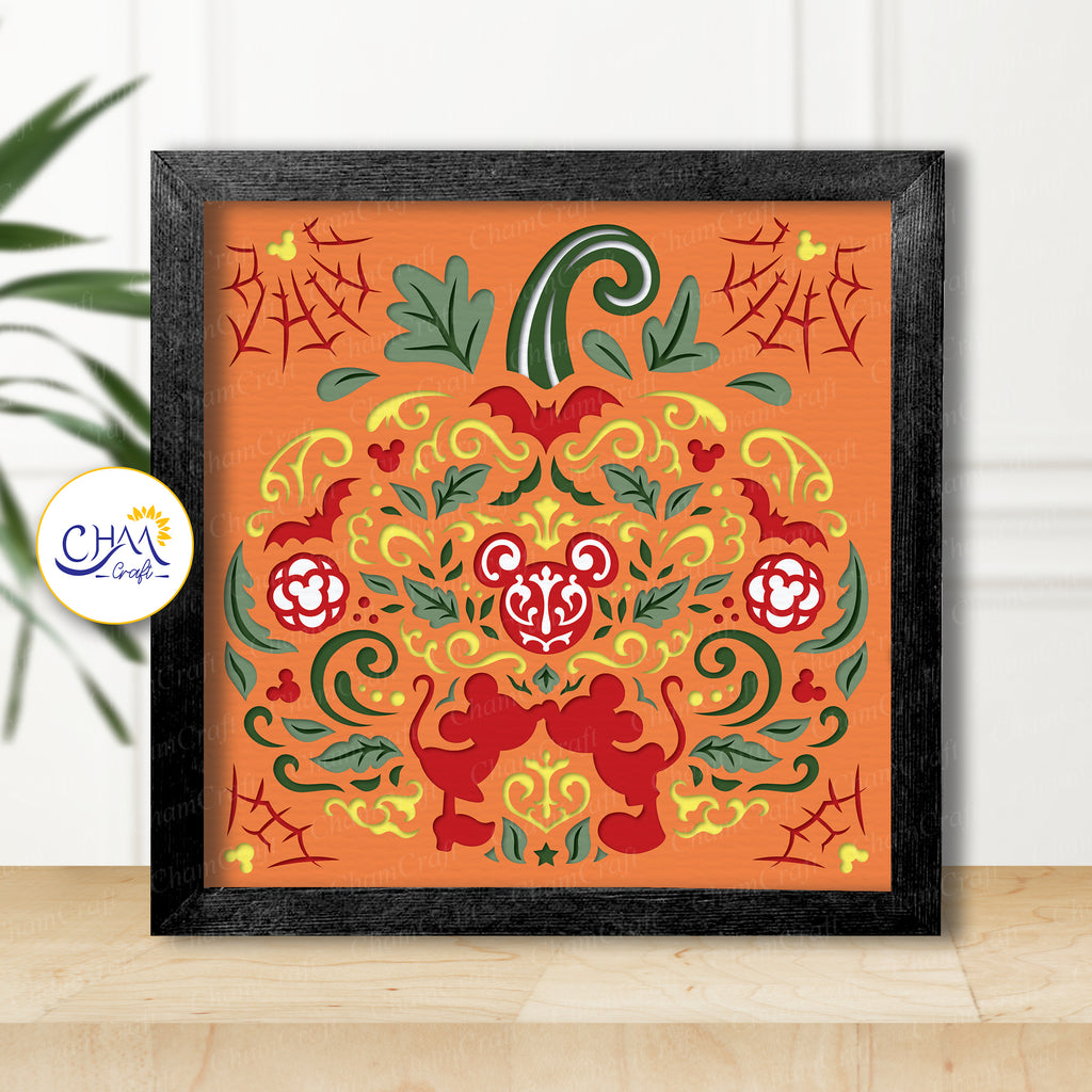 3D Pumpkin Halloween Shadow Box SVG Paper Cut Template