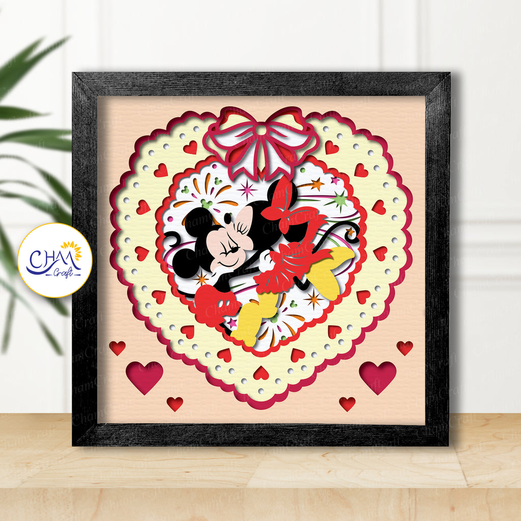 3D Happy Valentine Shadow Box SVG Paper Cut Template