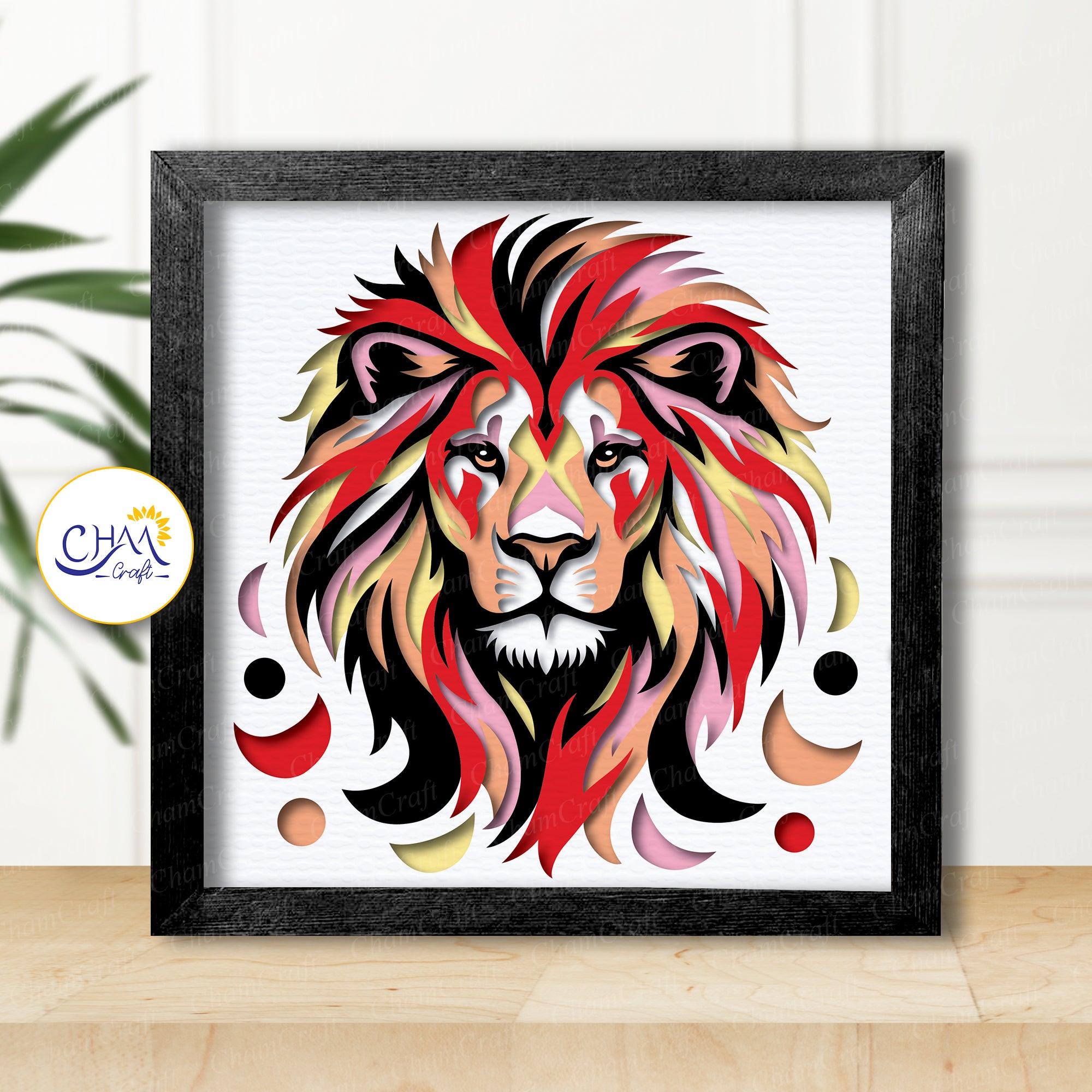 3D Lion Shadow Box SVG Paper Cut Template