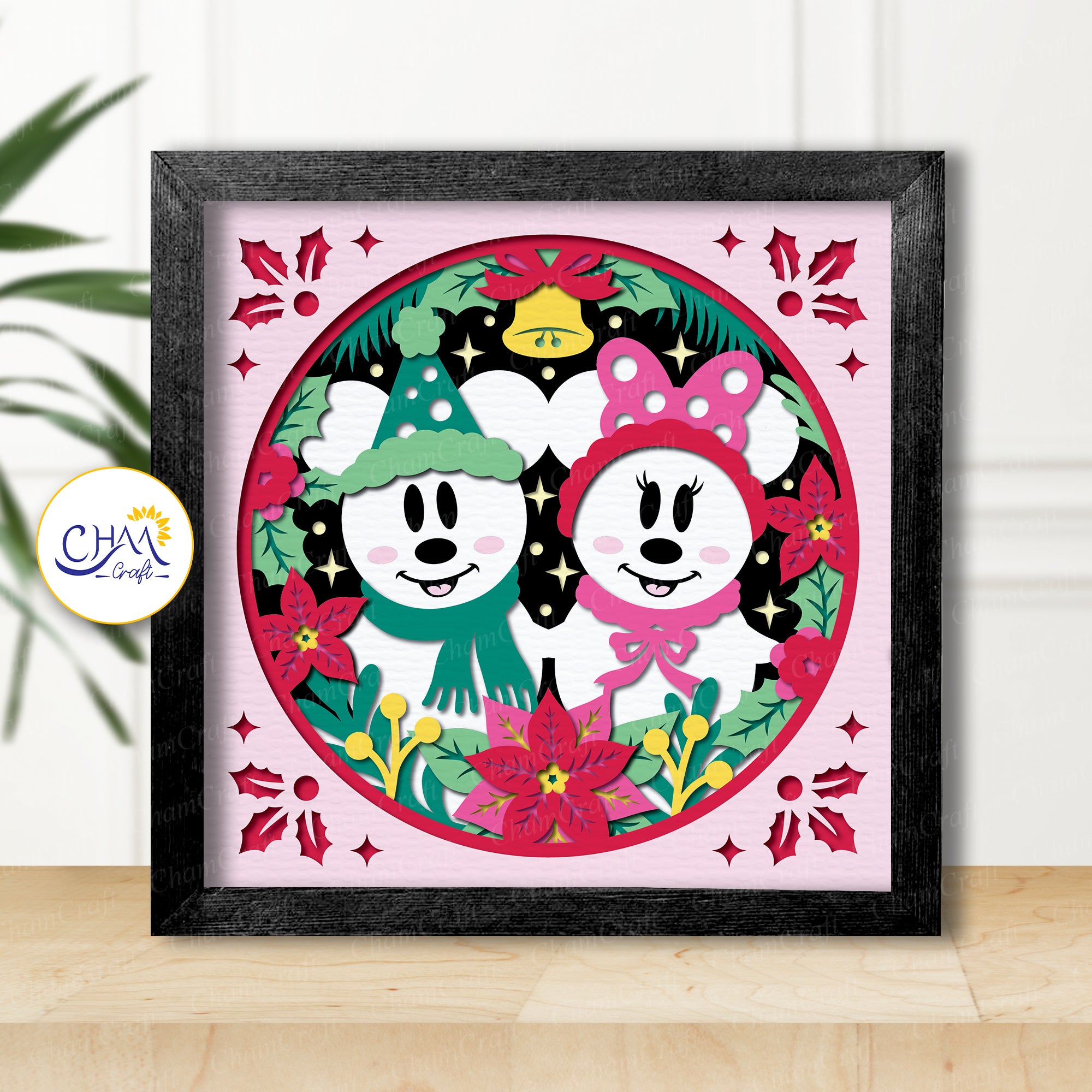 3D Snowman Couple Shadow Box SVG Paper Cut Template