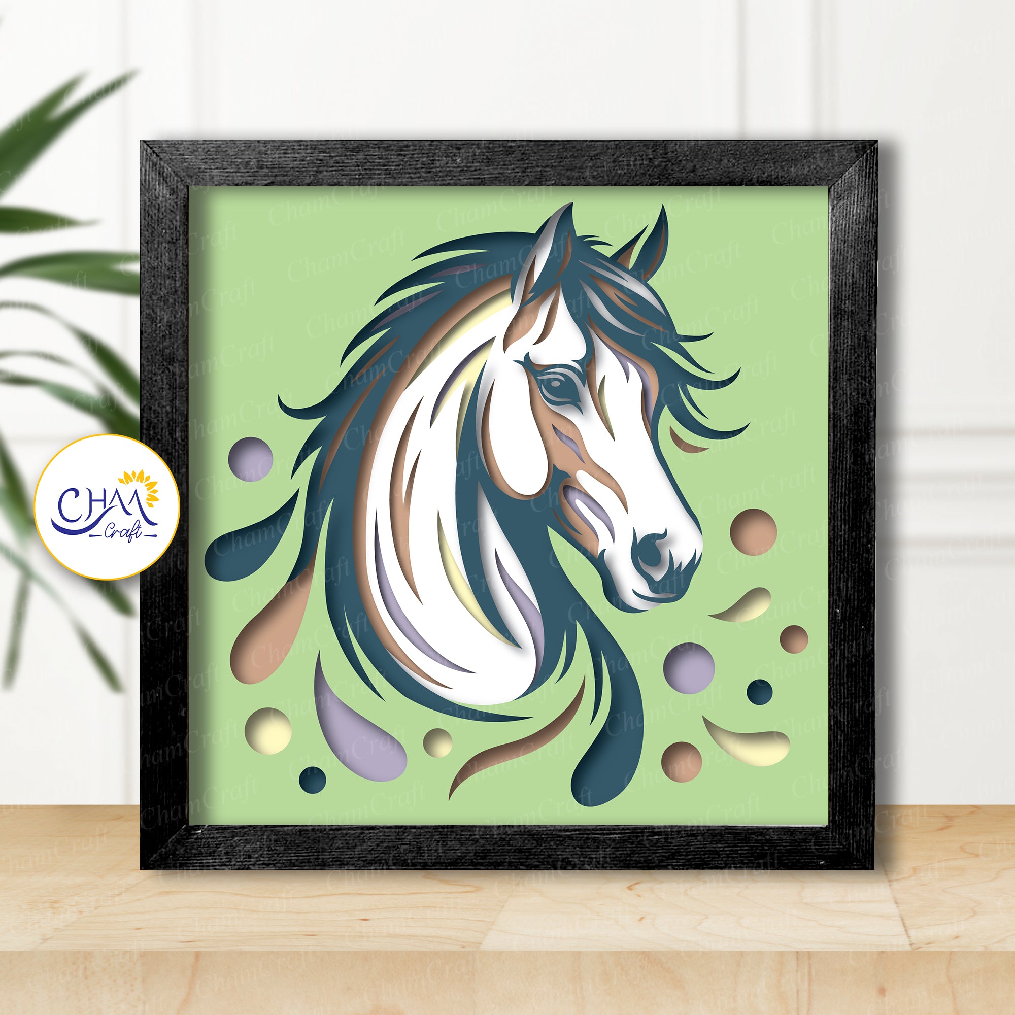 3D Horse Shadow Box SVG Paper Cut Template