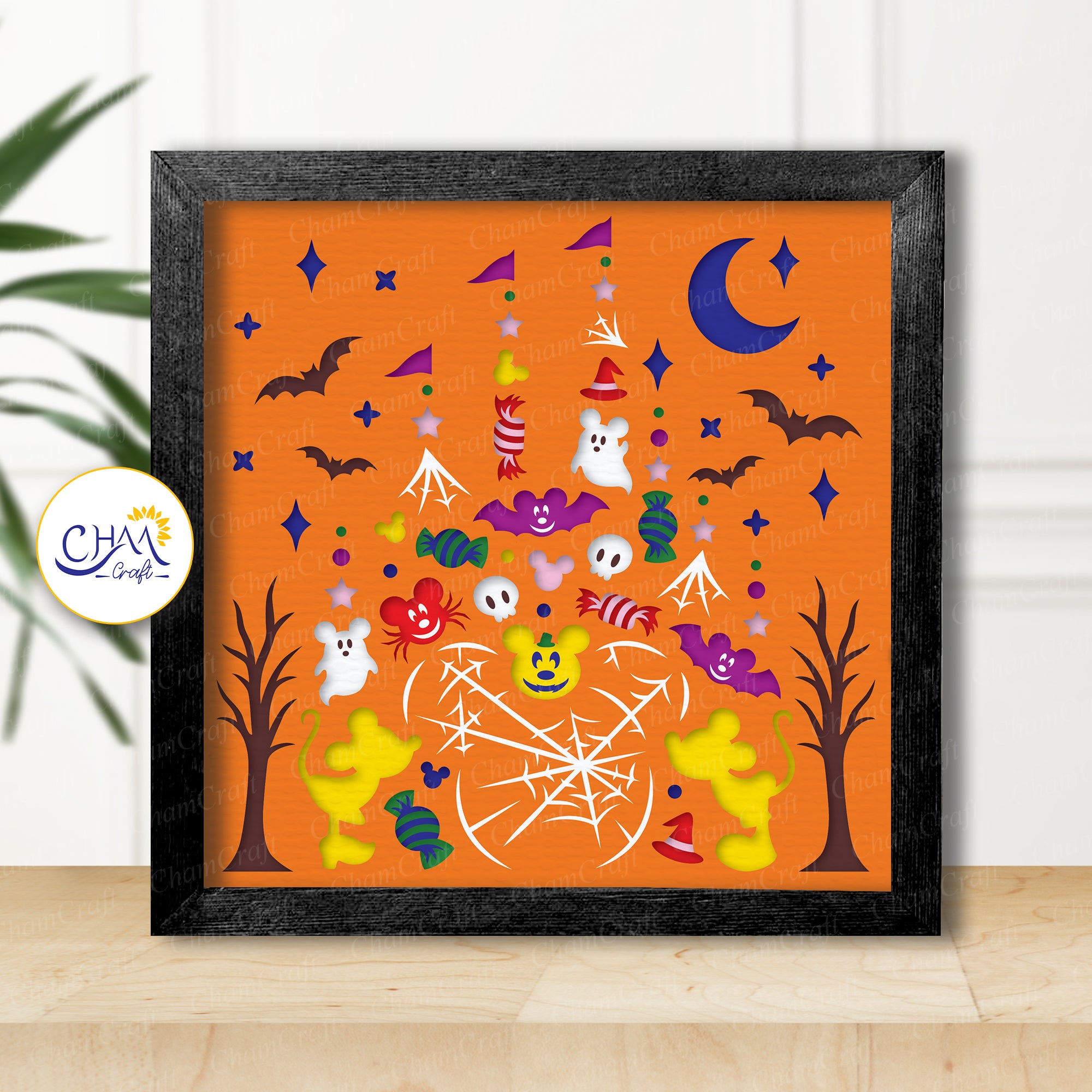 3D Halloween Castle Shadow Box SVG Paper Cut Template