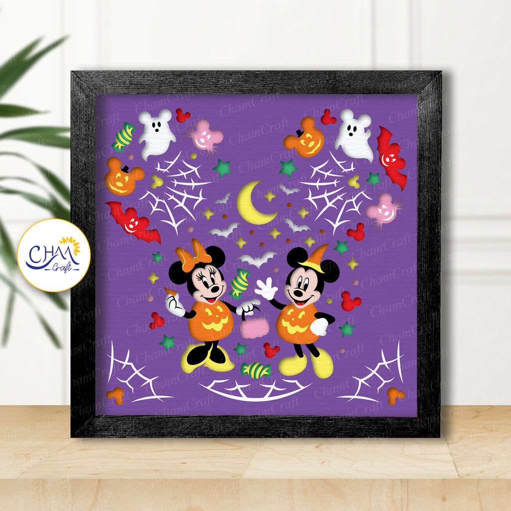 3D Halloween Mouse Shadow Box SVG Paper Cut Template