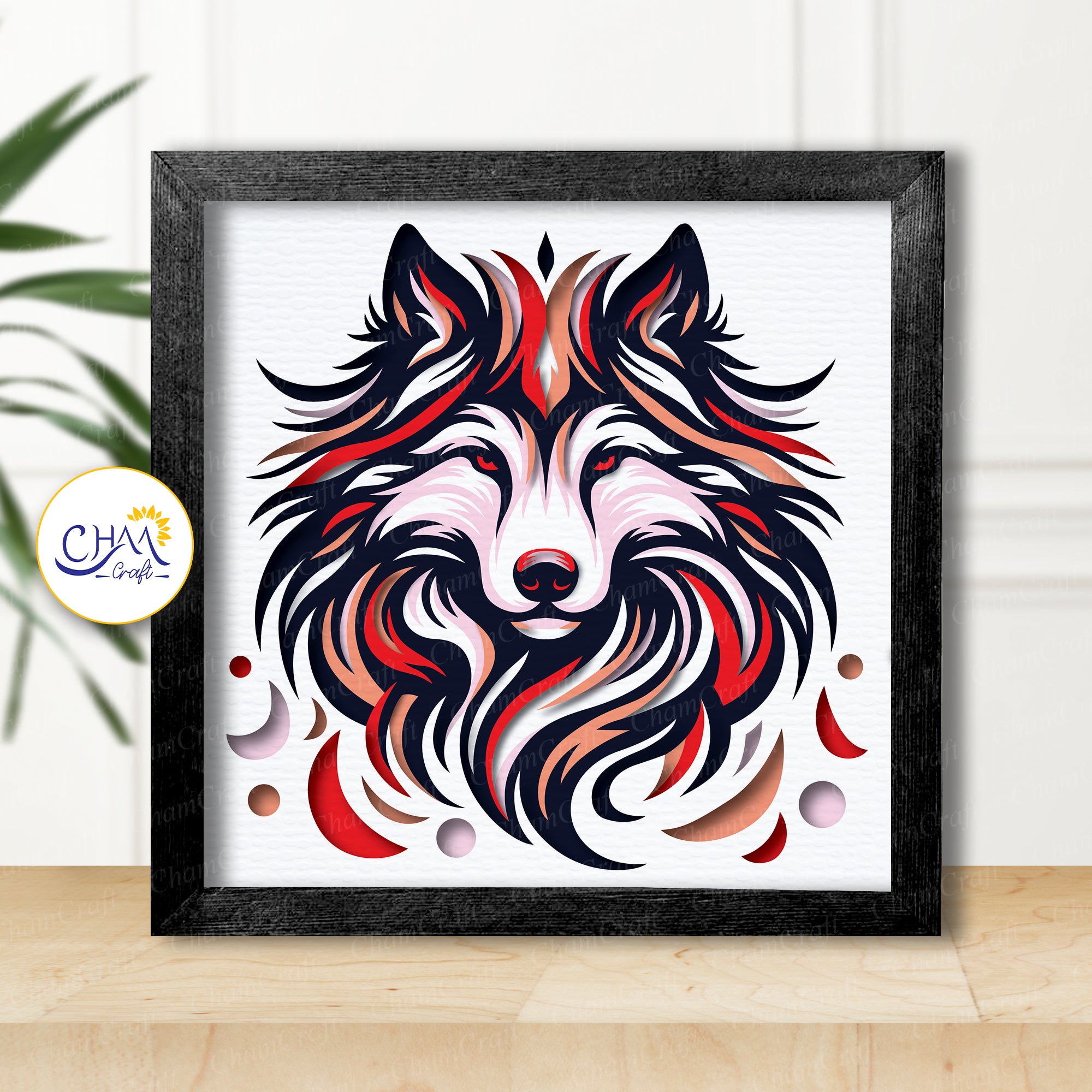 3D Arctic Wolf Shadow Box SVG Paper Cut Template
