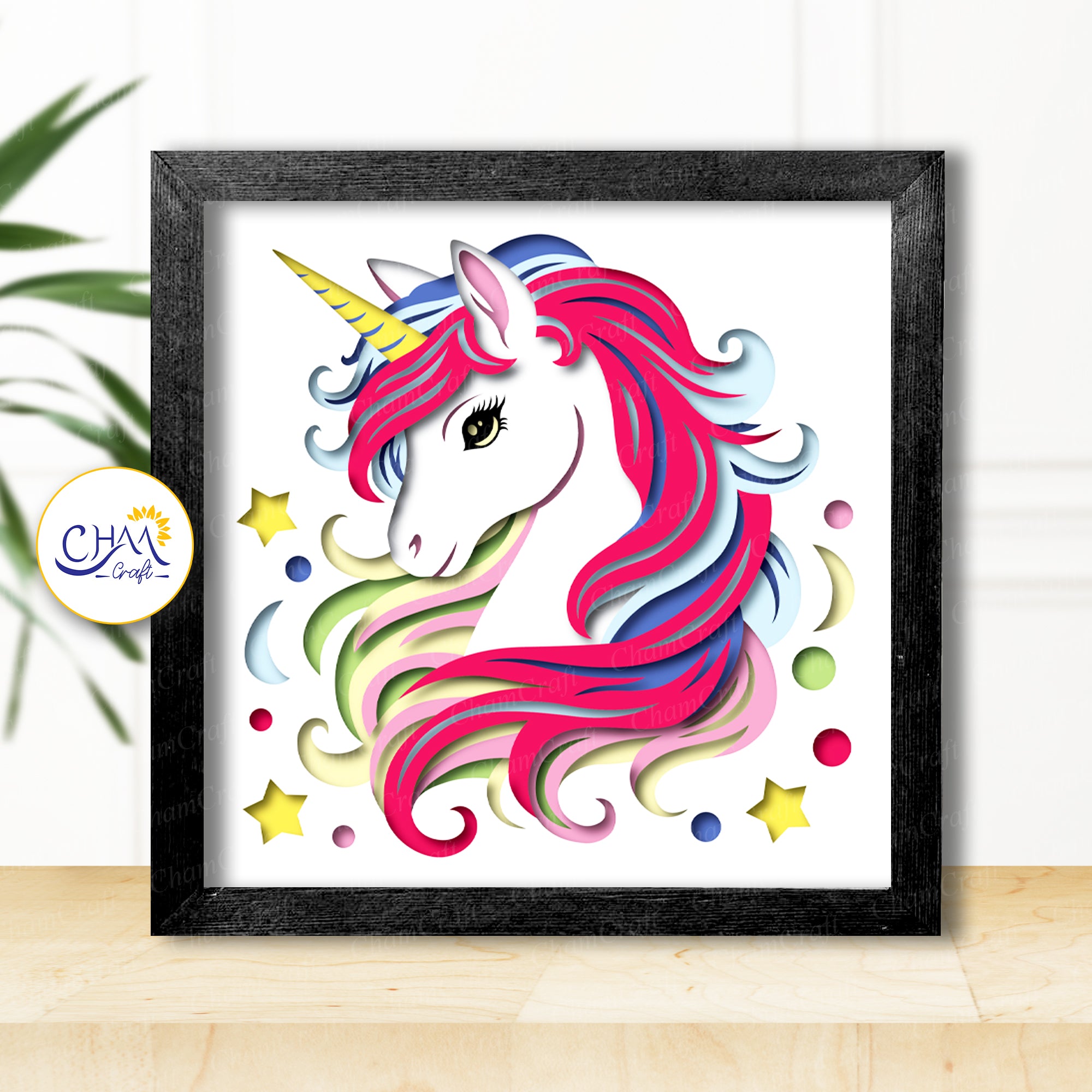3D Unicorn Shadow Box SVG Paper Cut Template