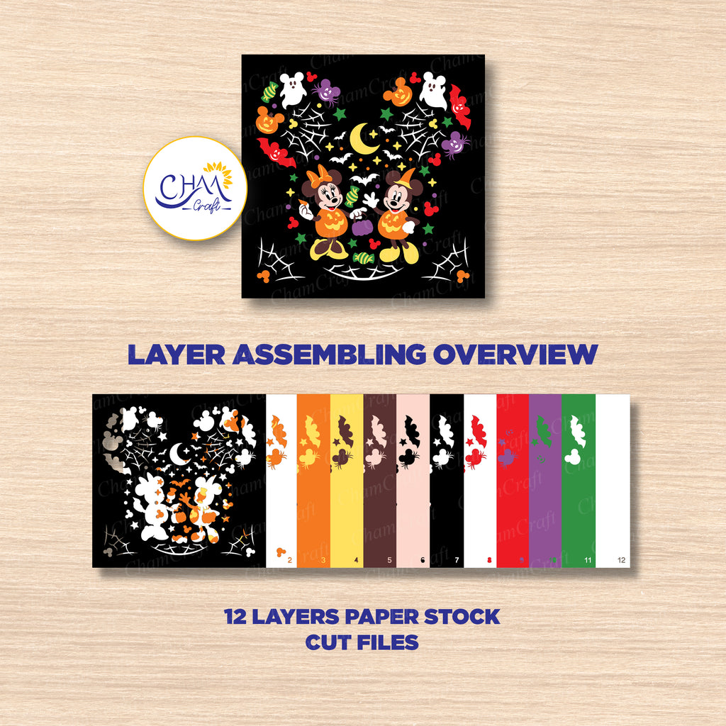 3D Halloween Mouse Shadow Box SVG Paper Cut Template