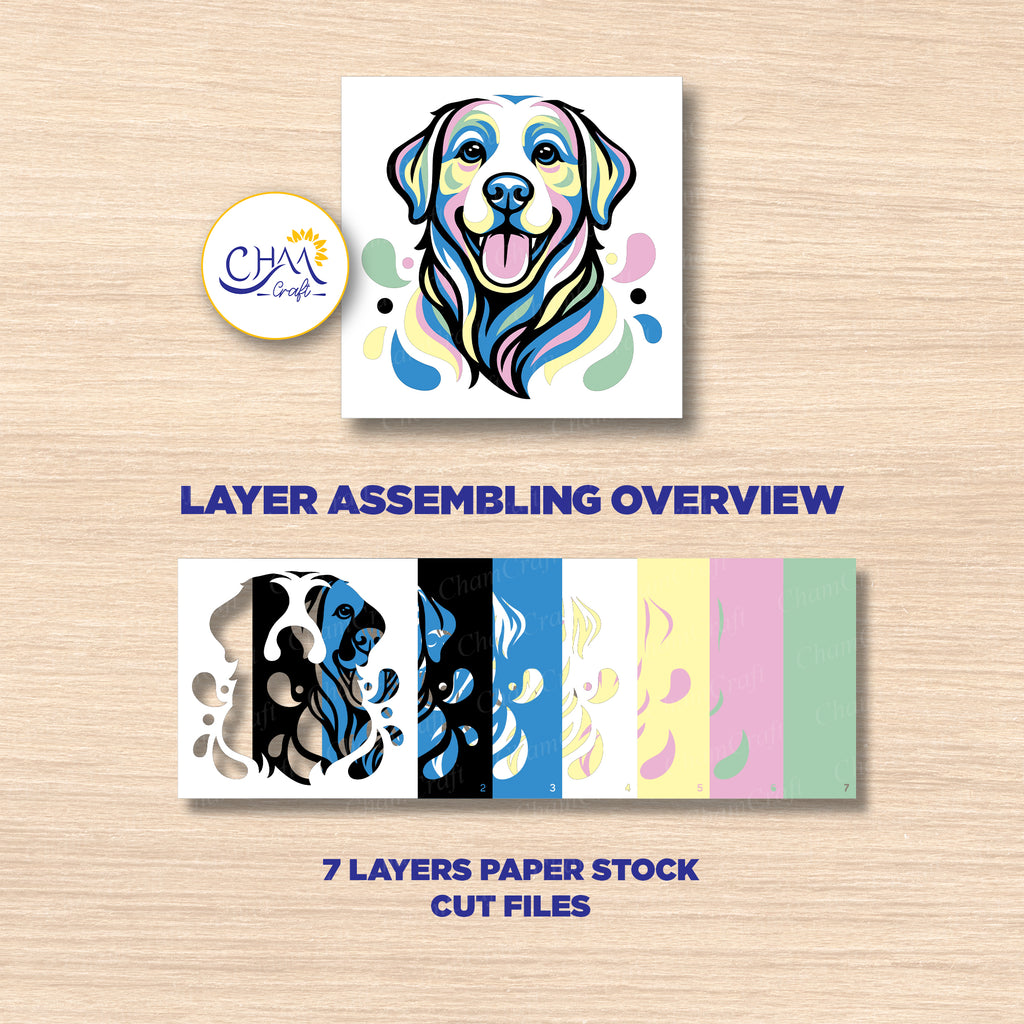 3D Labrador Retriever Shadow Box SVG Paper Cut Template