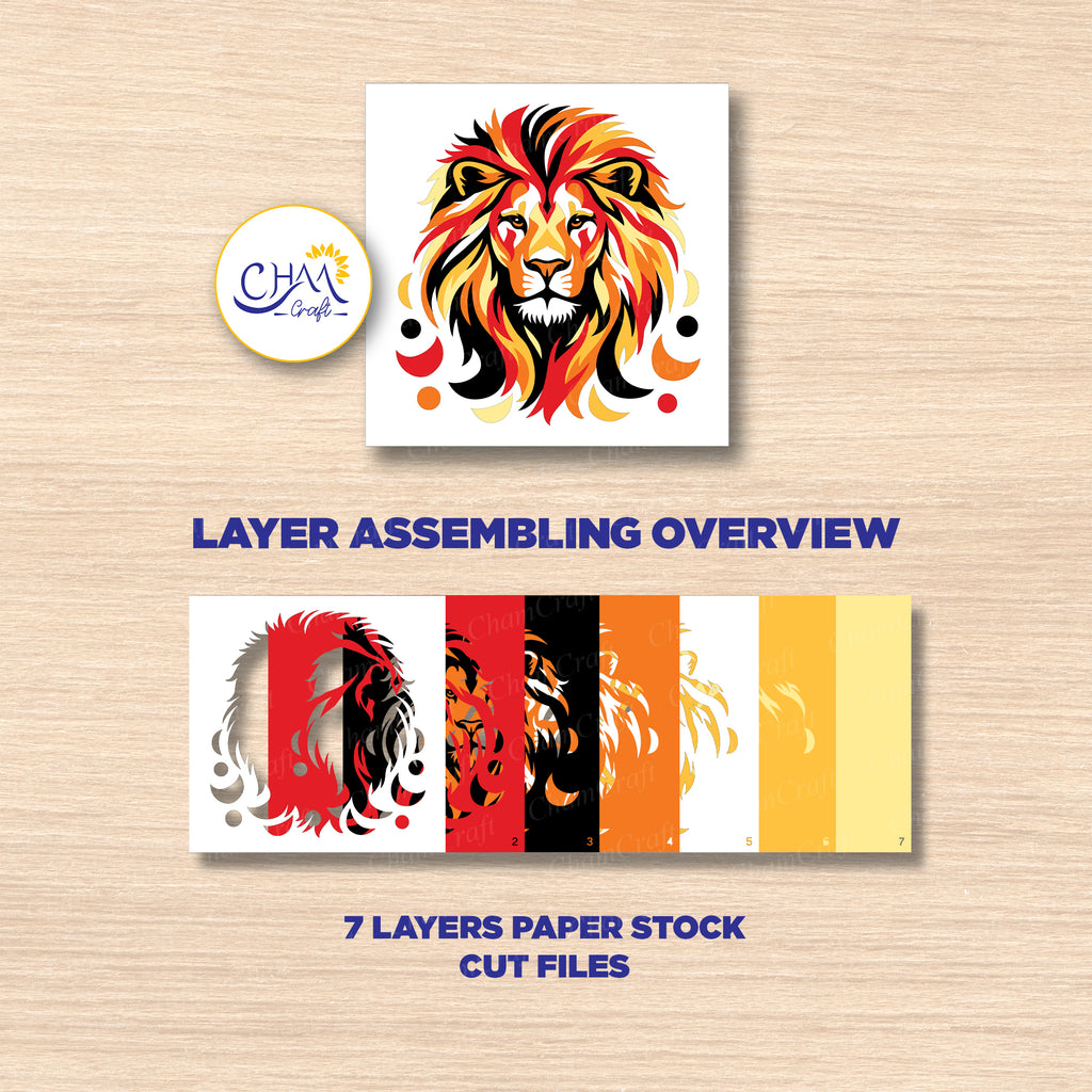 3D Lion Shadow Box SVG Paper Cut Template