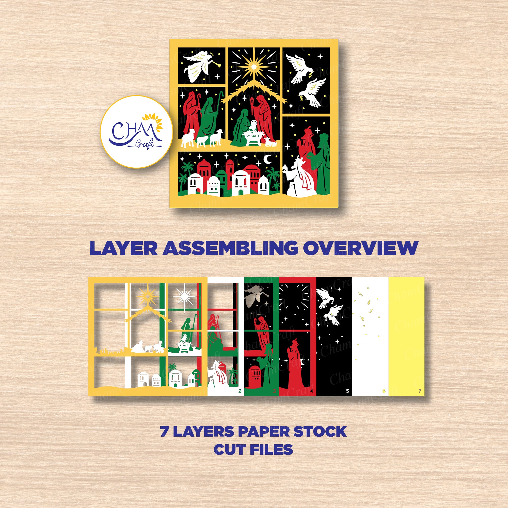3D Nativity Scene Shadow Box SVG Paper Cut Template