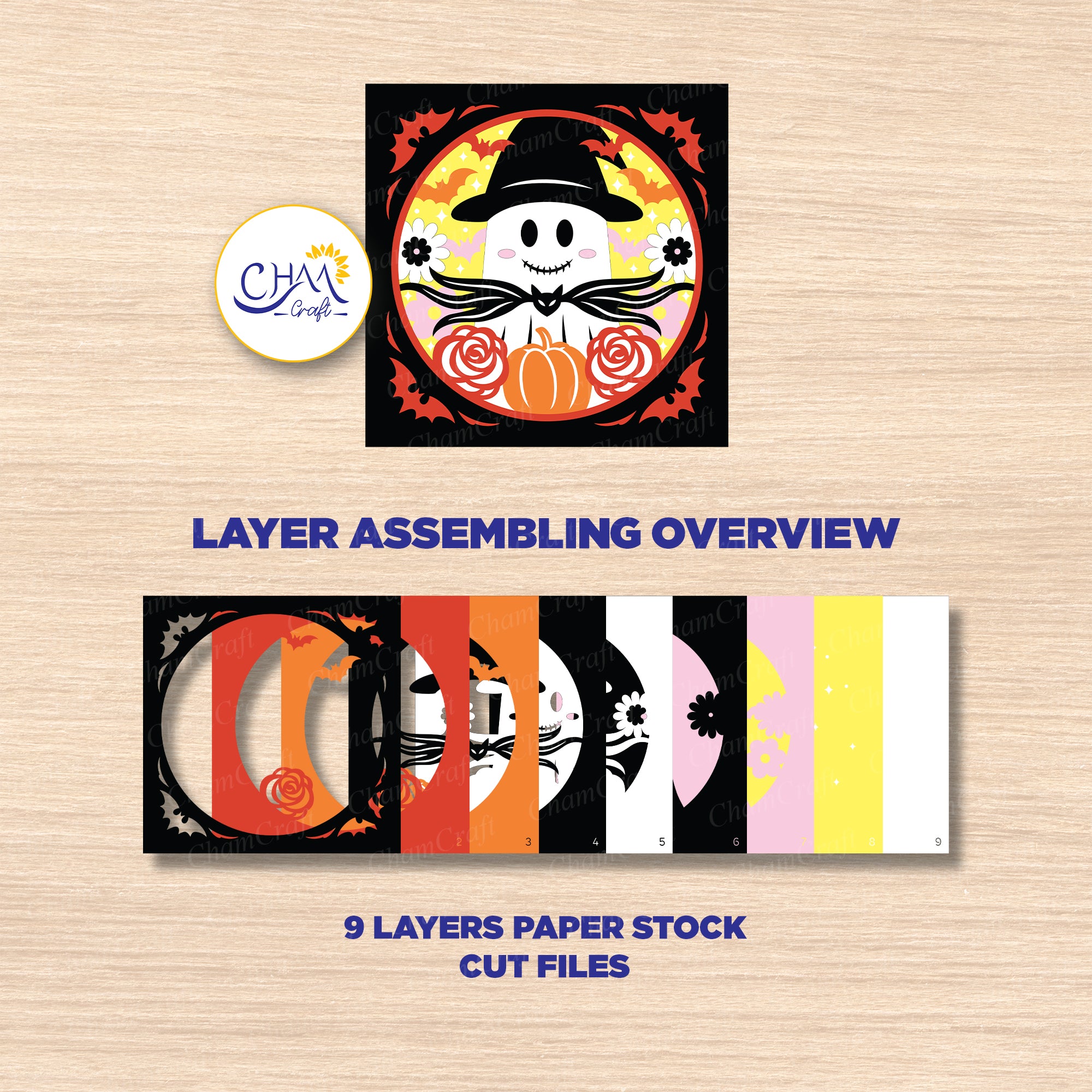 3D Nightmare Ghost Shadow Box SVG Paper Cut Template