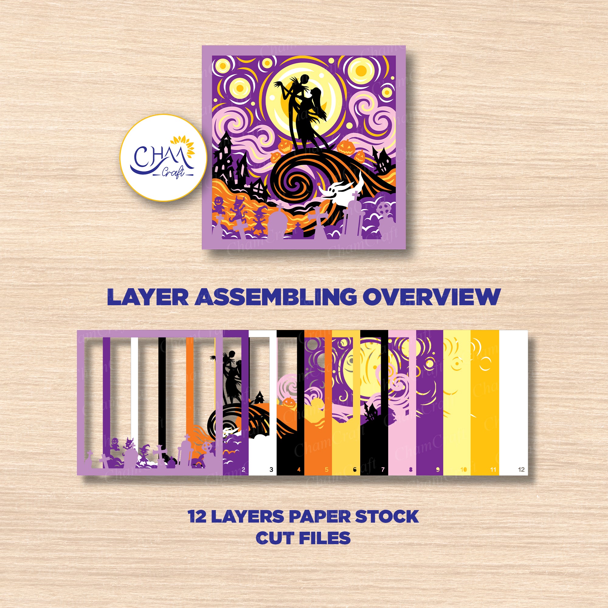 3D Nightmare Before Christmas 2 Shadow Box SVG Paper Cut Template