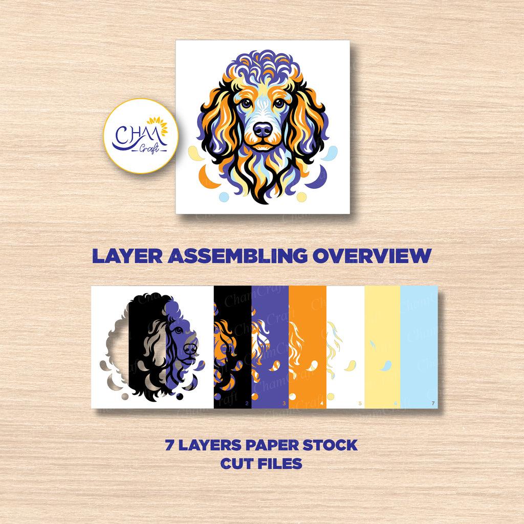 3D Poodle Shadow Box SVG Paper Cut Template