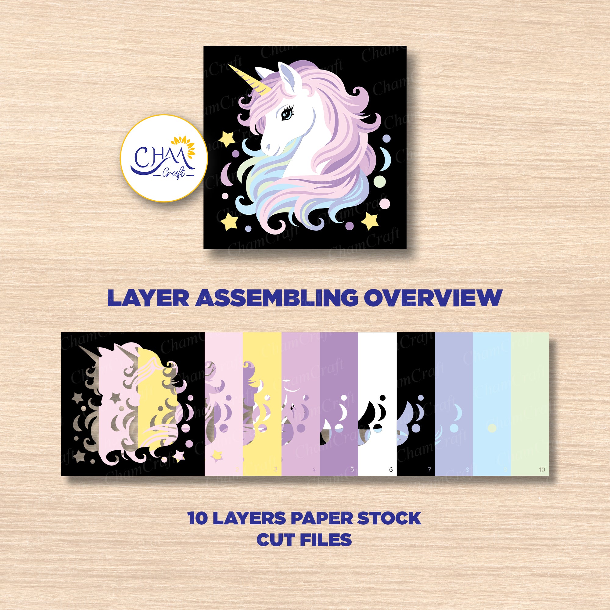 3D Unicorn Shadow Box SVG Paper Cut Template